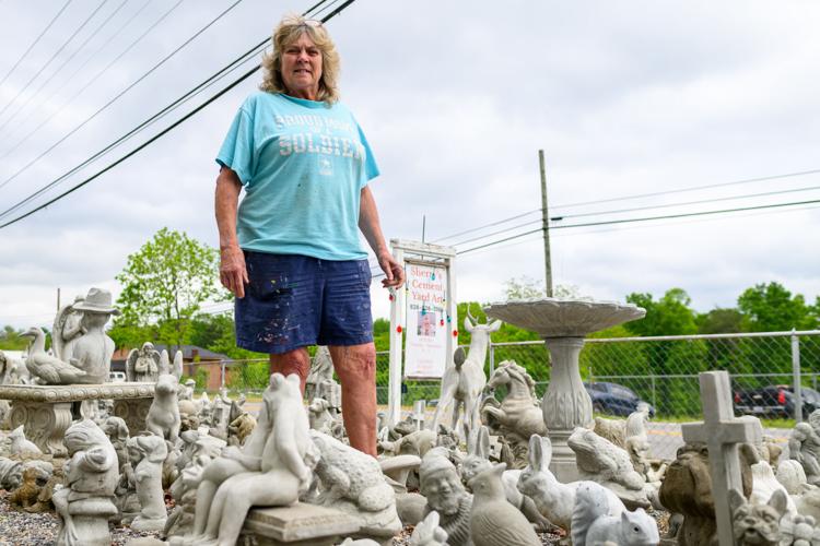 Sherry with statues