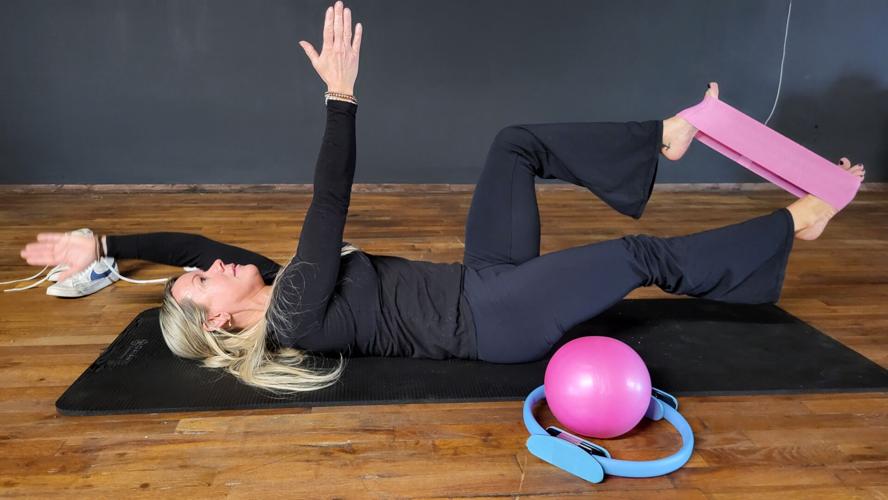 Mindy Melott demonstrates a Pilate move