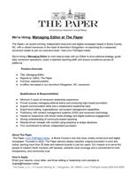 We're hiring! The Paper is seeking a Managing Editor