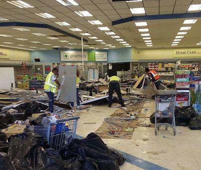 Pharmacy damage by Hurricane Helene