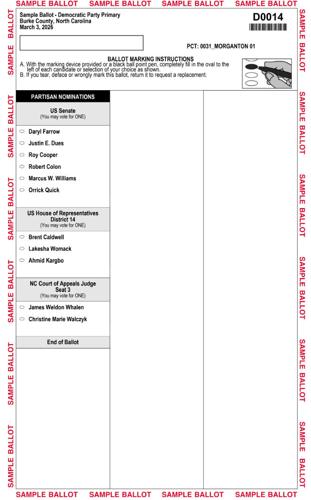 Democratic Sample Ballot