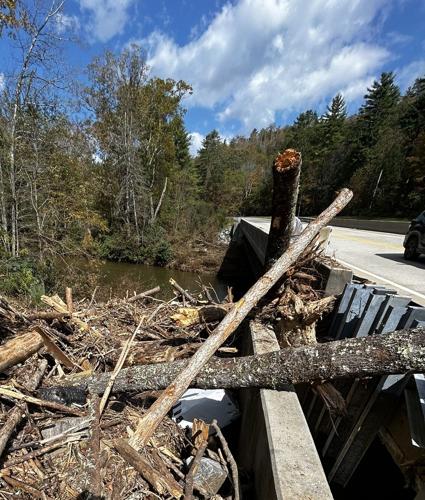 This pile of debris was washed up against a bridge near Linville Falls during the hurricane.