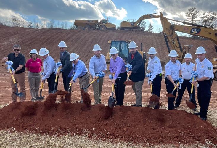 County officials and Emergency Services personnel break ground for the new EMS base.