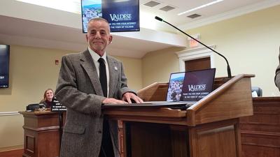 Former Valdese Mayor Charlie Watts looks lovingly at his wife