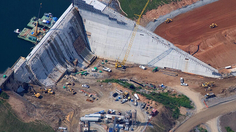This photo from 2011 shows work being done on the Catawba Dam by Phillips and Jordan, Inc.