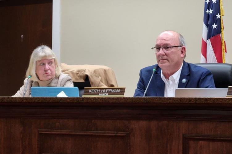 Valdese officials Rexanna Lowman and Keith Huffman