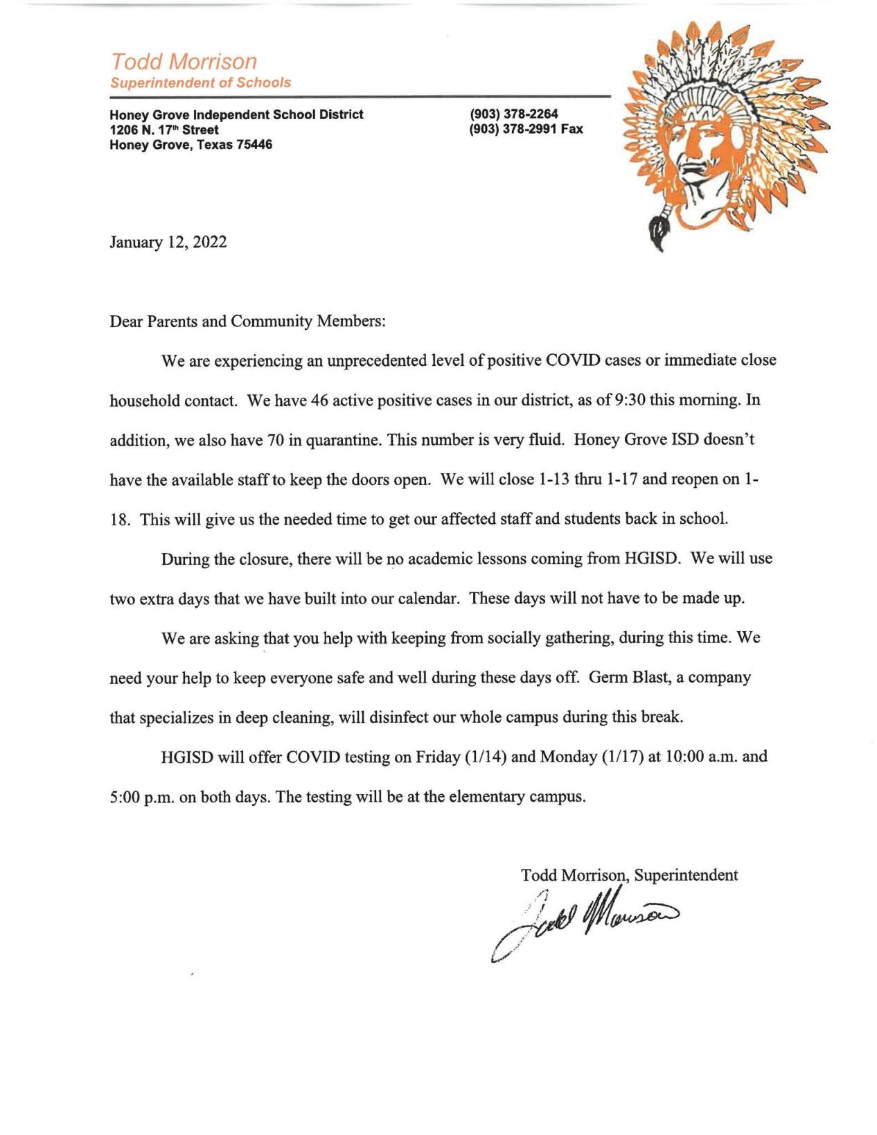 Honey Grove ISD closes doors until Tuesday as Covid19 spreads Free