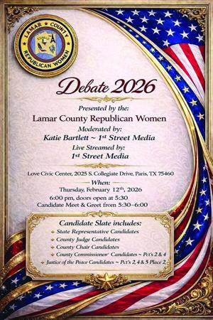 Lamar County Republican Women to host primary election candidate debate Feb. 12