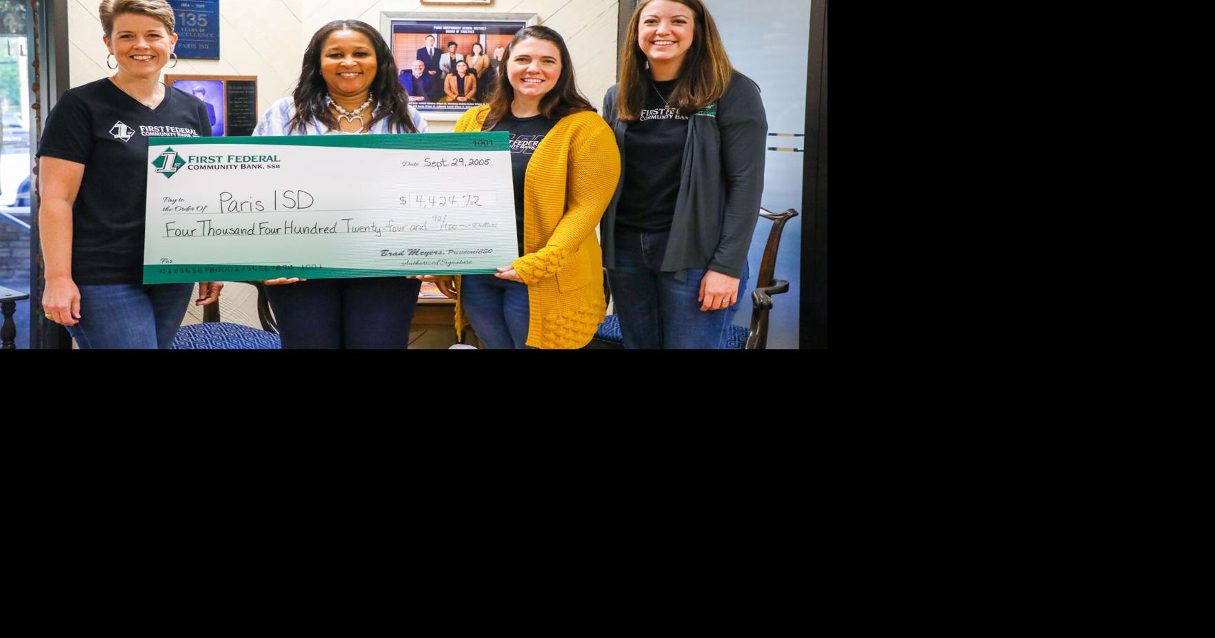 First Federal Community Bank presents ,424.72 donation to Paris ISD | News