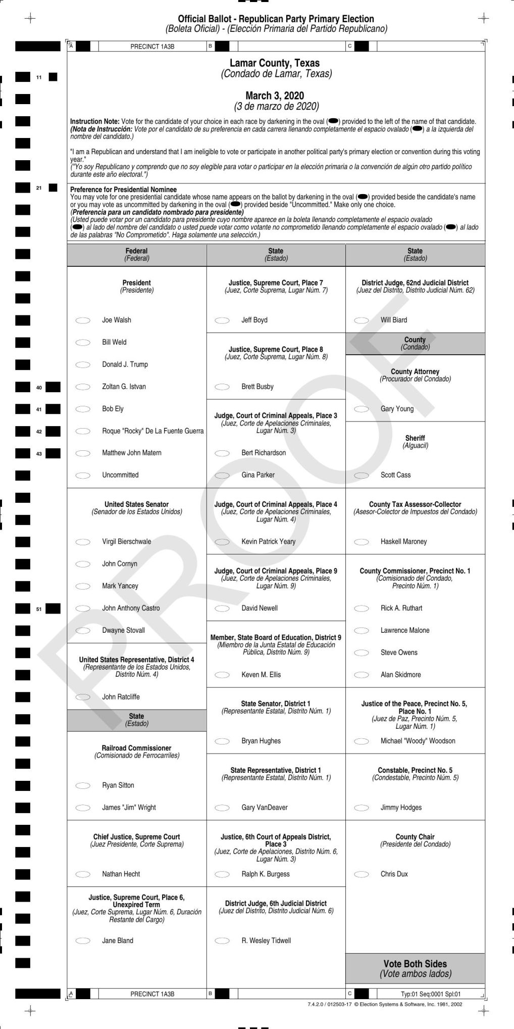 Lamar County Republican Primary Ballot Sample | | theparisnews.com