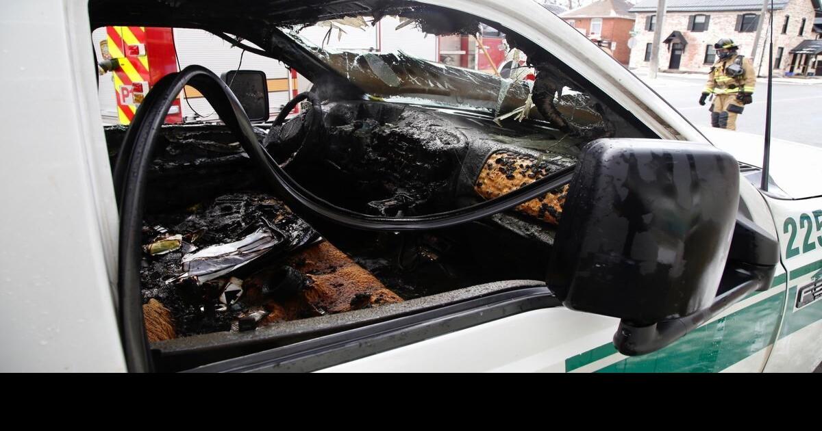 Photos City of Peterborough public works pickup goes up in flames