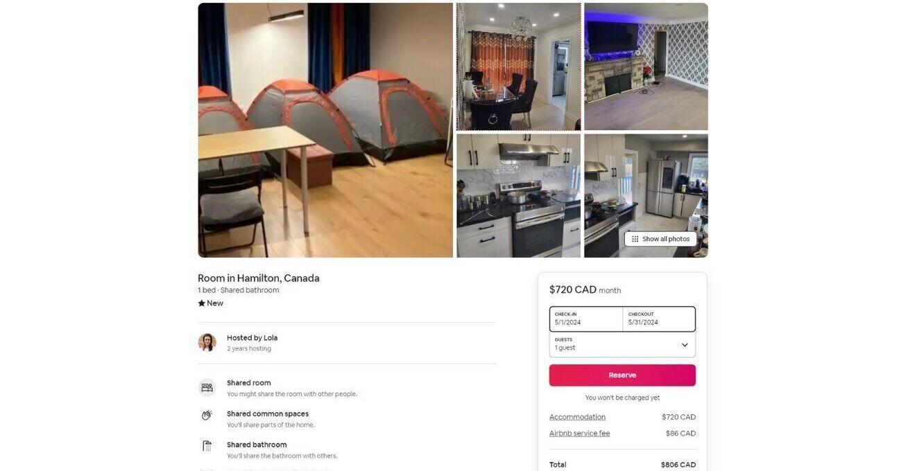 Hamilton investigating Airbnb tent listing for $700 a month - Vimarsana News