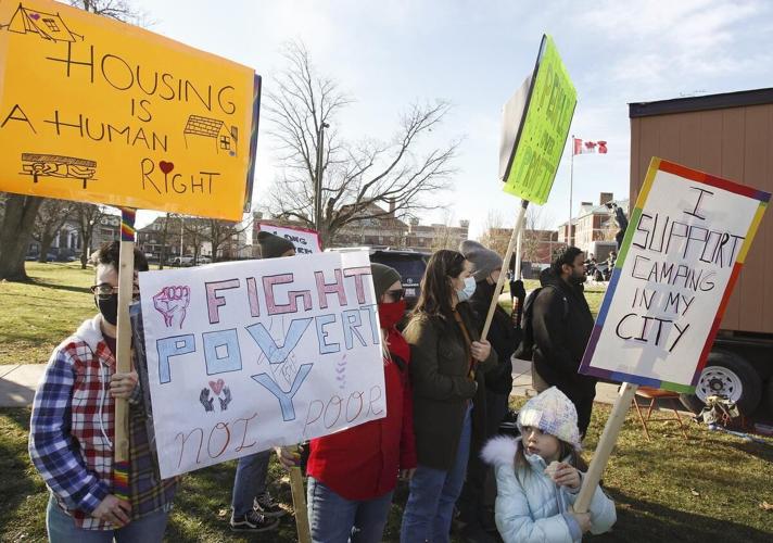 Photos: Tiny homes needed, Peterborough rally-goers hear