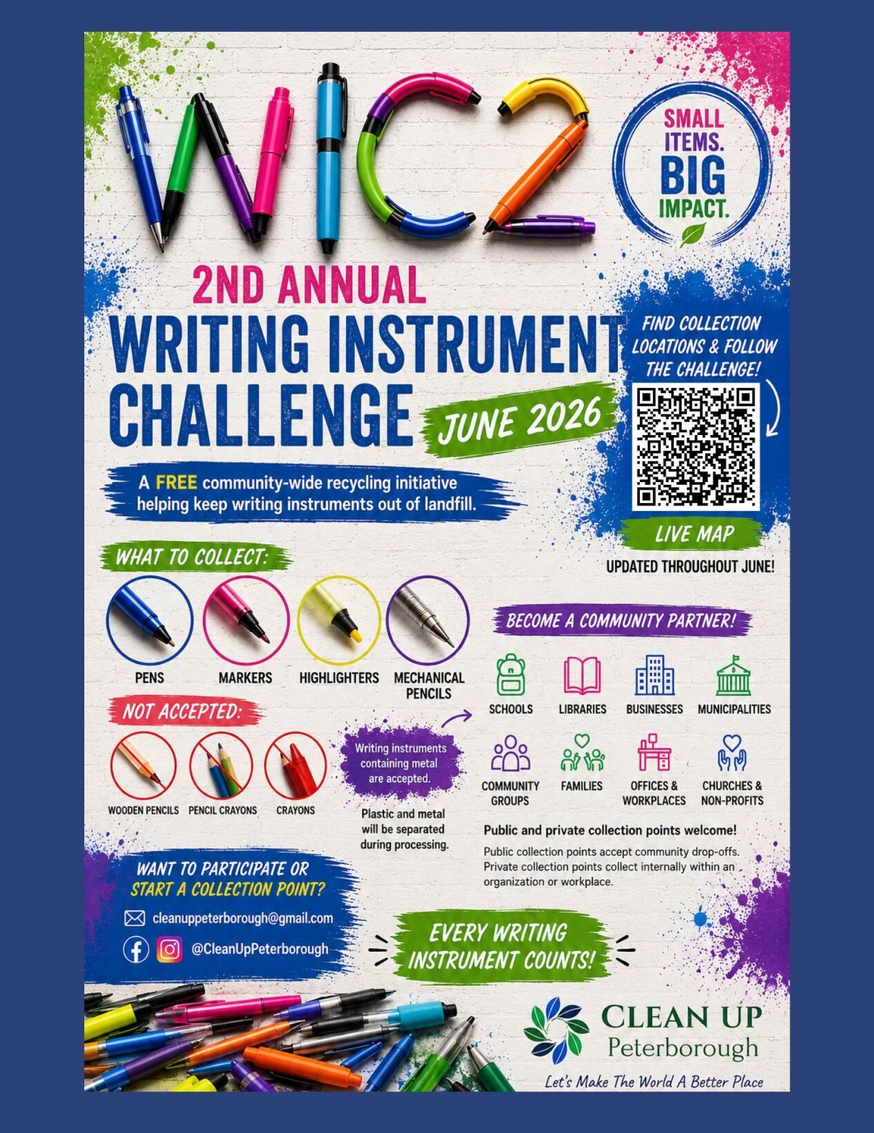 Clean Writing Contest Clean Up Peterborough launches Writing Instrument Challenge