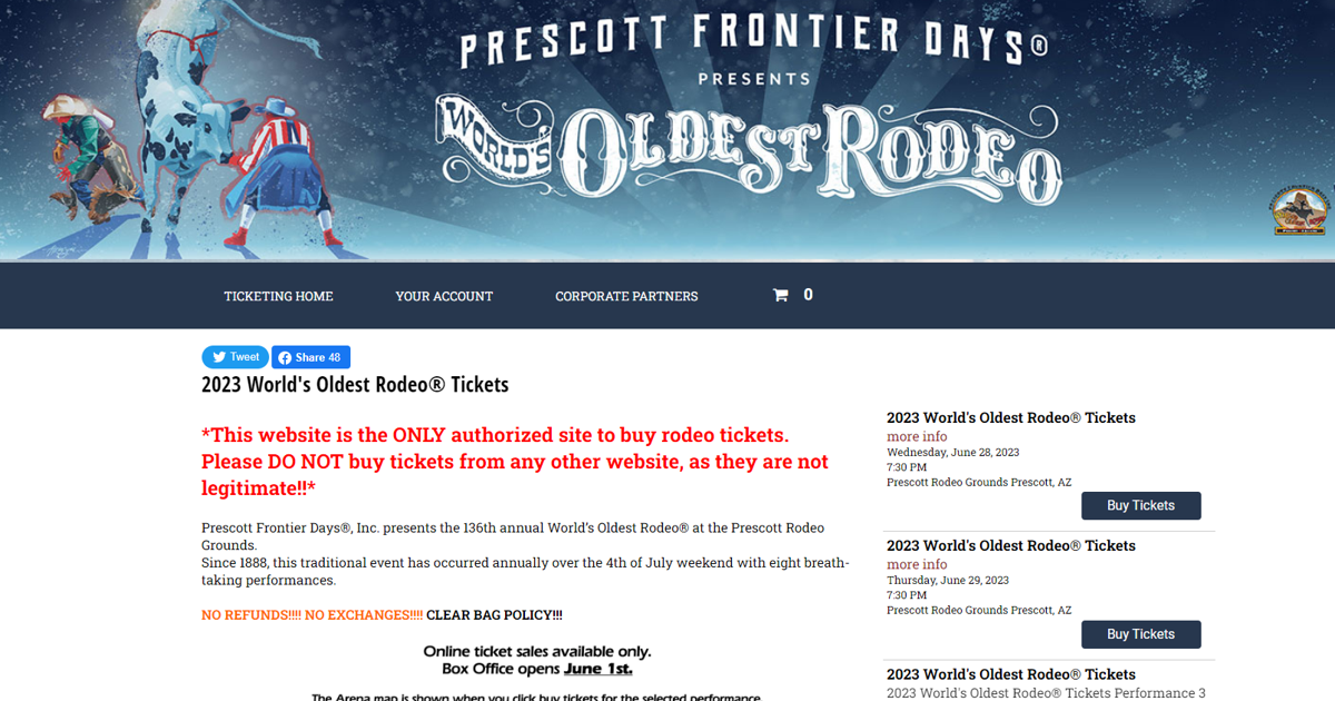 Fake Rodeo YCSO Raises Alarm Over Scam Website Selling Fake Prescott Frontier Days ...