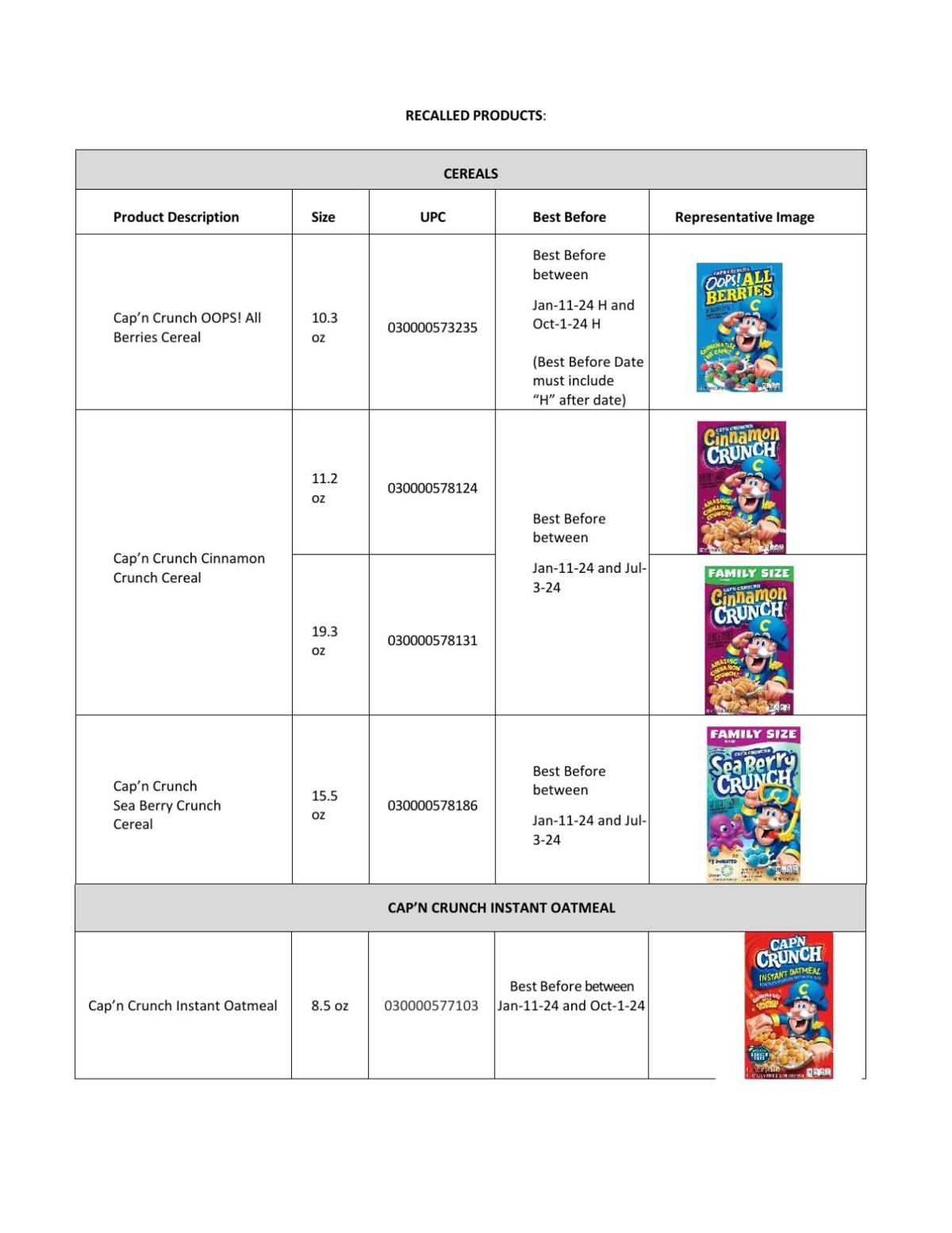 Food Recall Quaker Oats Company today announced an expansion of the