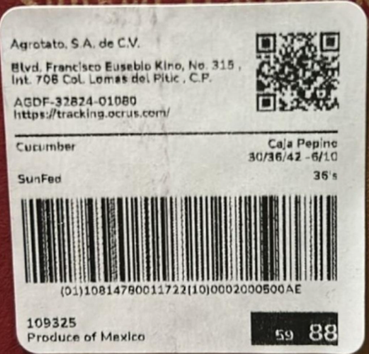 Sunfud SunFed Produce Recalls Whole Fresh American Cucumbers Due to Potential ...