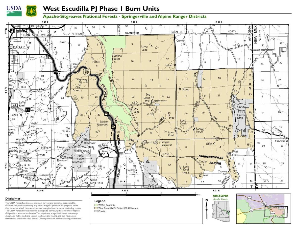 Springerville Lateral Map West Escudilla Pile Burn planned on Springerville Ranger District ...