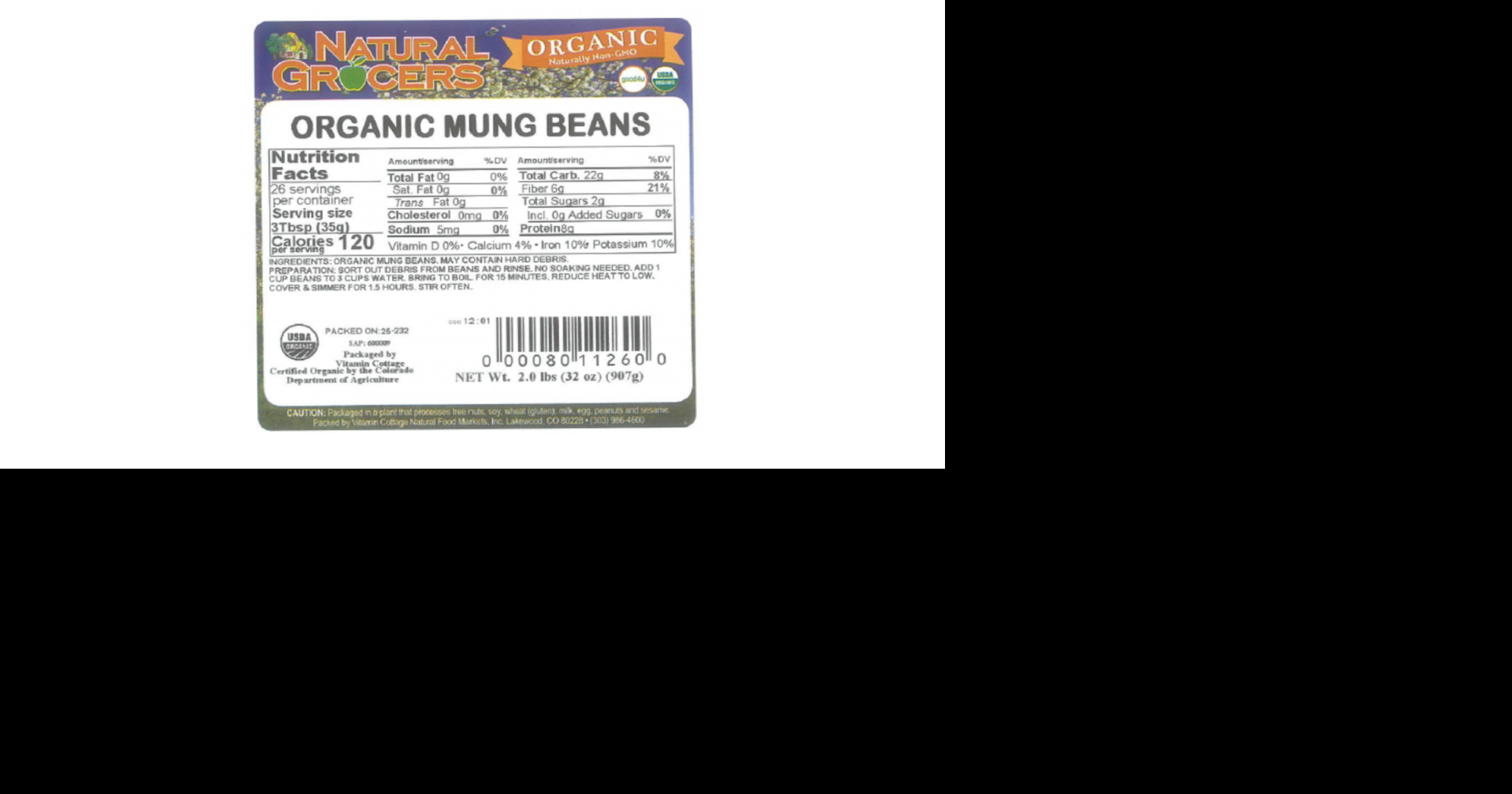 Natural Grocers Recalls Natural Grocers Brand Organic 2 Pound Mung ...