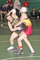 Shoff and DuVall wrestle at MyHouse Girls State Championships