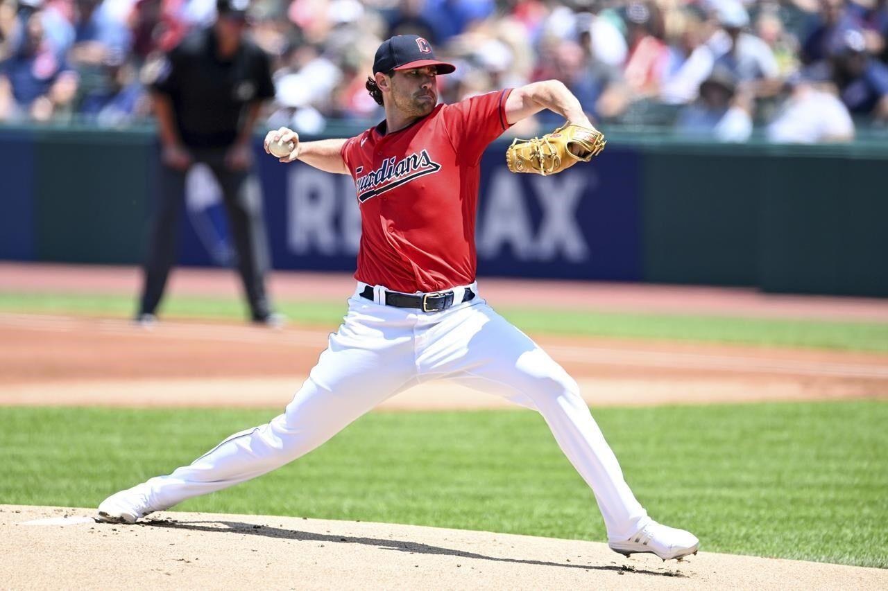 Cleveland Guardians relief pitcher James Karinchak celebrates after  completing the eighth inning of a baseball game against the New York  Yankees in Cleveland, Monday April 10, 2023. (AP Photo/Phil Long)