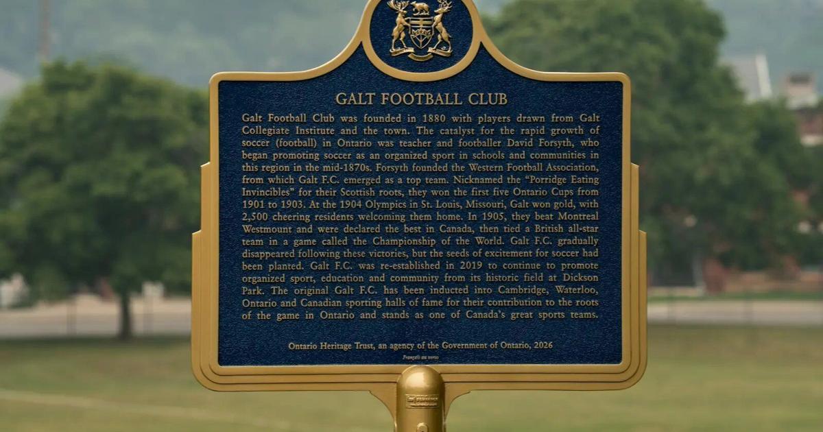Historic Galt Football Club honoured with provincial plaque