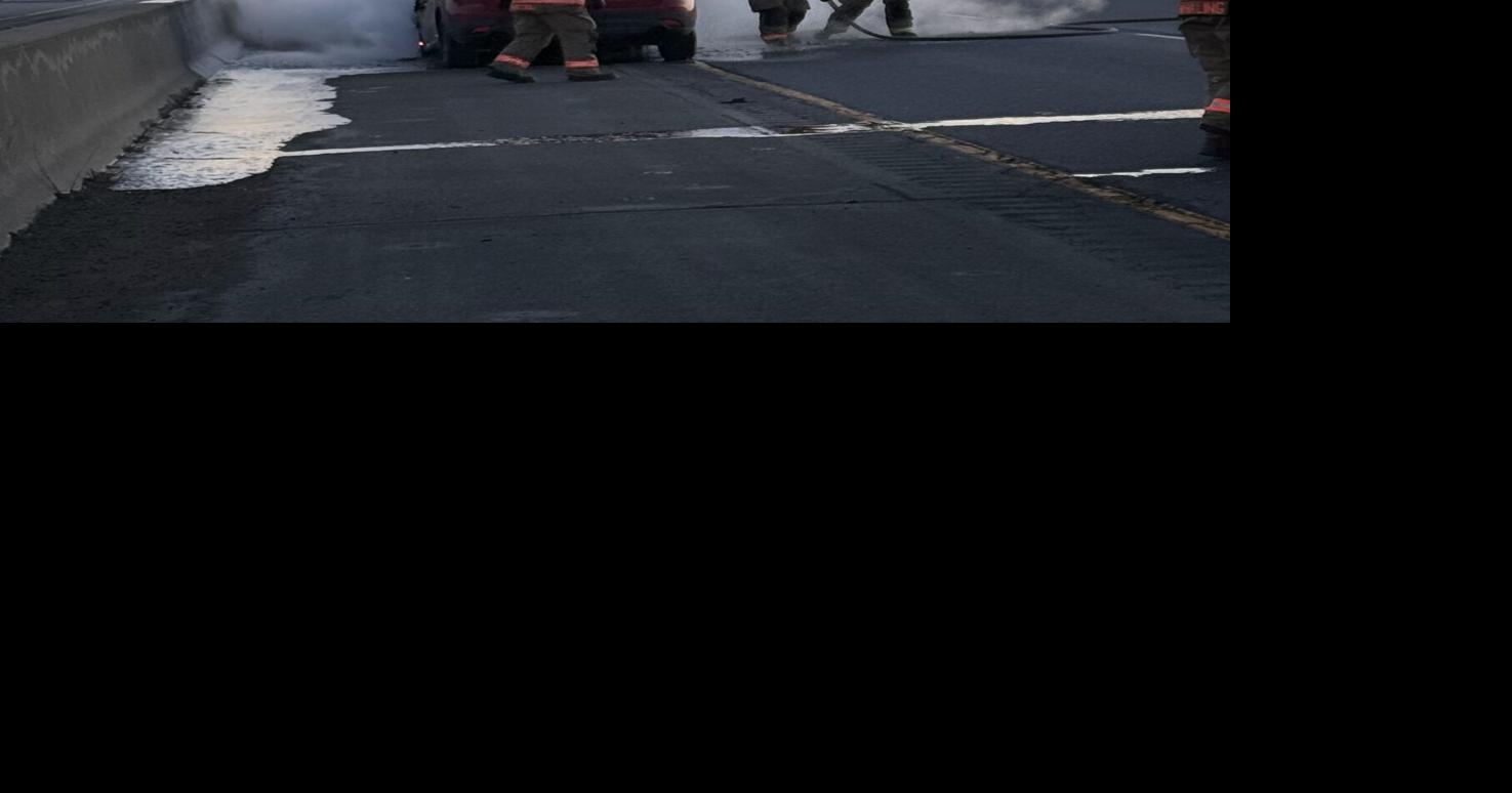 Car fire backs up 401 near Cambridge