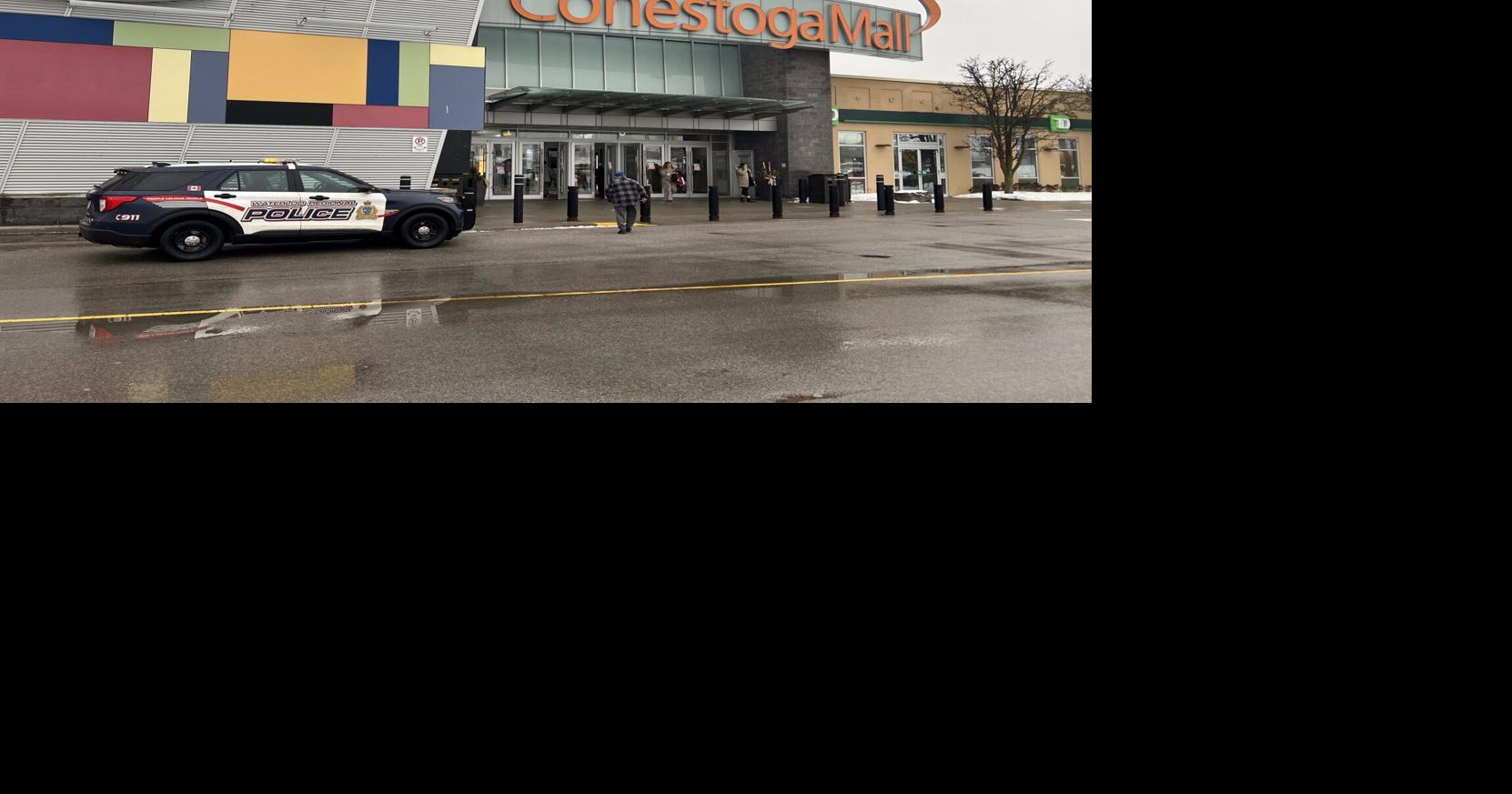 Police are searching for the men who robbed a jewelry store Monday at Conestoga Mall in Waterloo, where display cases were smashed with hammers before making off with the jewelry.