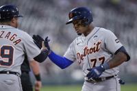 Detroit Tigers' Andy Ibanez is out at second as Chicago White Sox shortstop Tim  Anderson throws to first during the fifth inning of a baseball game Friday,  June 2, 2023, in Chicago.