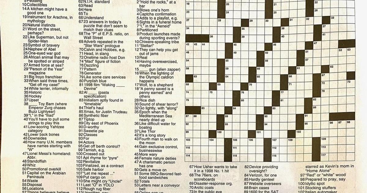 Corrected: Crossword for Saturday Nov 5 2022