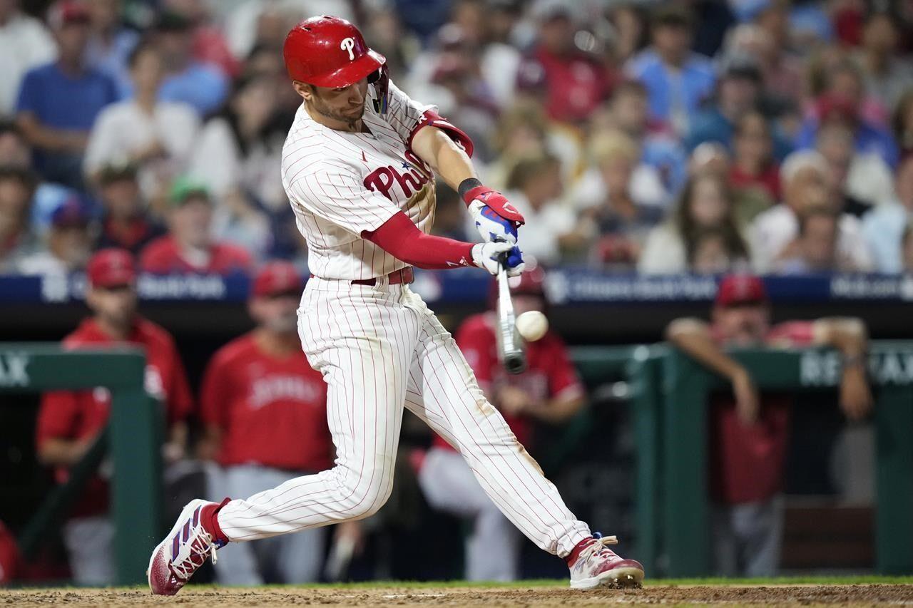 Wheeler strikes out 10, Phillies hit three homers in 12-1 win over 