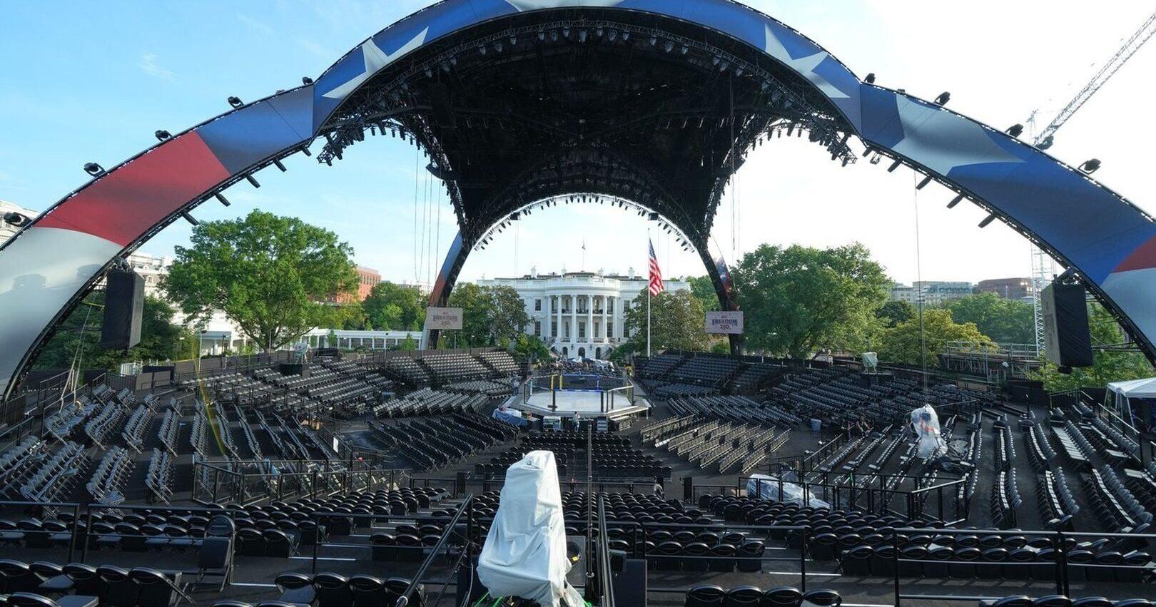 Trump turns 80 with a showstopping spectacle of cage fights at the White House . But big issues loom