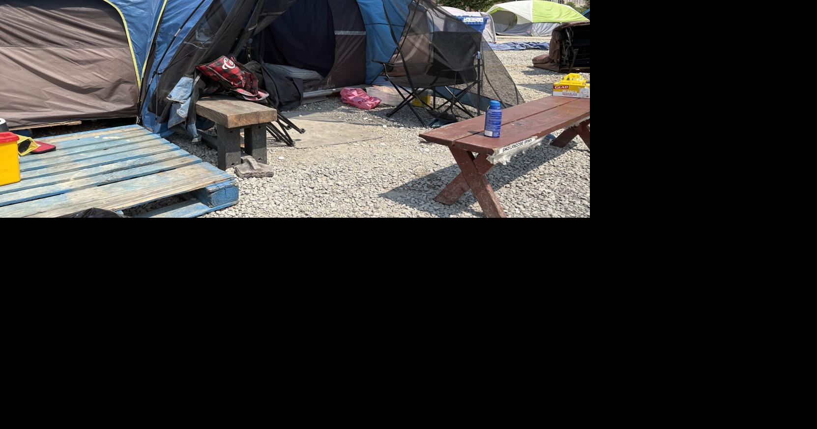 Harm reduction tent set up at Victoria Street encampment