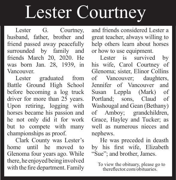 Lester G Courtney Pdf Obituaries Thereflector Com