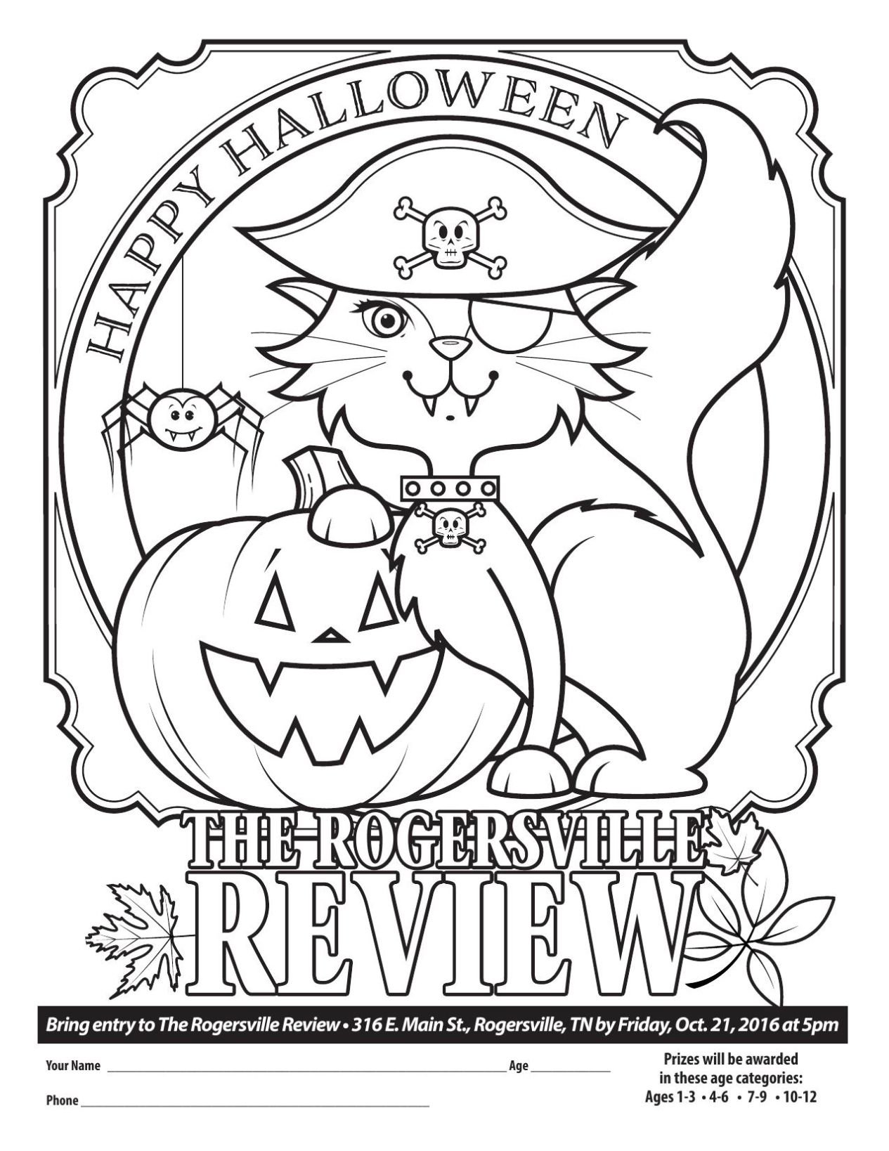 Halloween Coloring Contest 2016 | | therogersvillereview.com