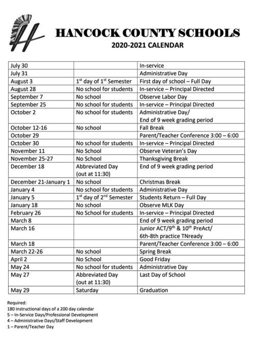 Hancock Schools Set To Begin 20 21 School Year On Aug 3 Rogersville Therogersvillereview Com hancock county schools calendar 2021