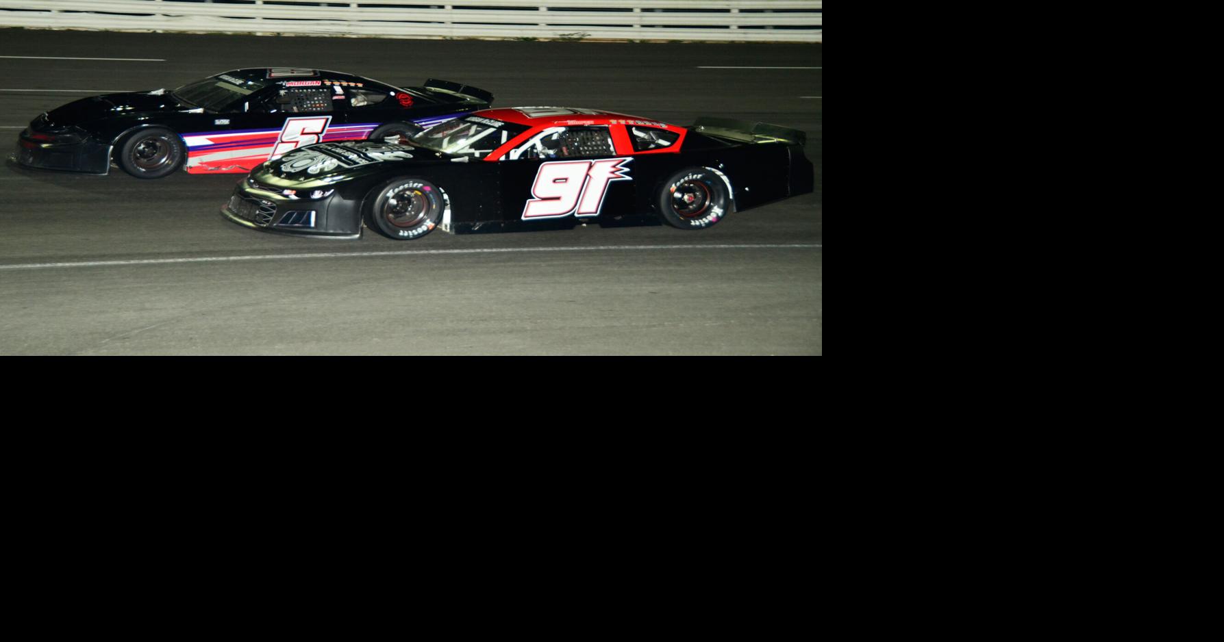 lpr 91 jonathan shaffer 5 hunter morgan race side by side for many laps