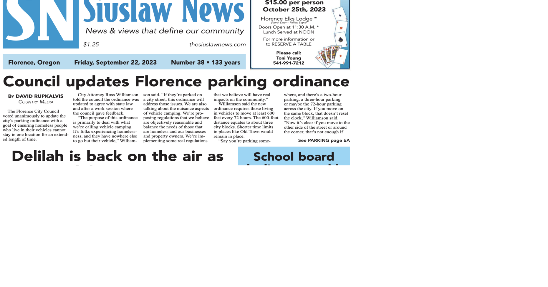 The Siuslaw News E Edition for 9/22/23 Exclusives thesiuslawnews com