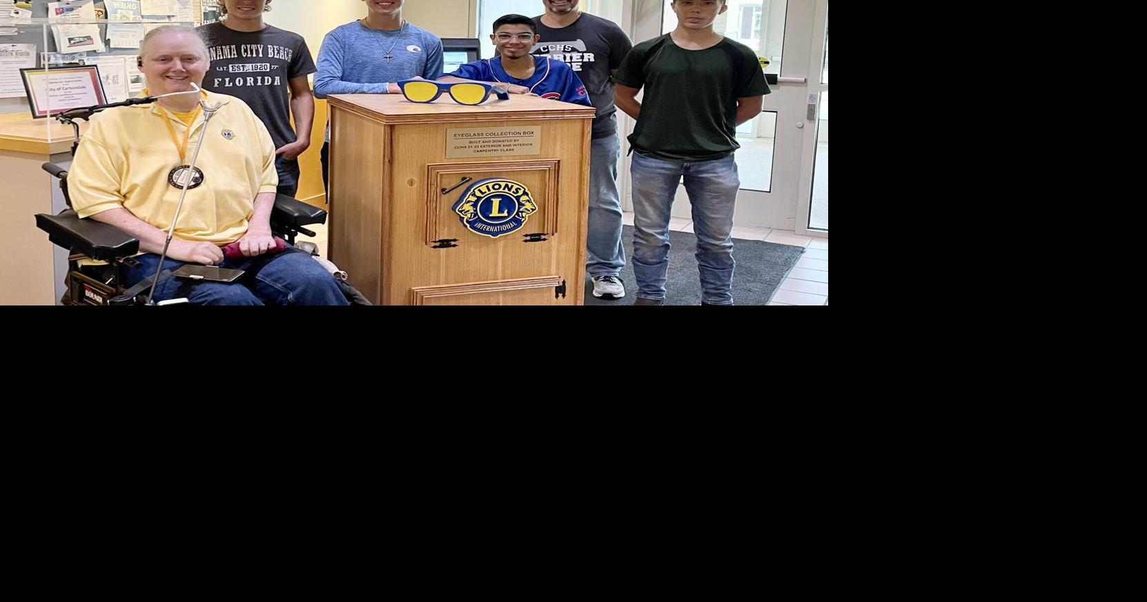 Carbondale students donate custom eyeglass box to local Lions Club
