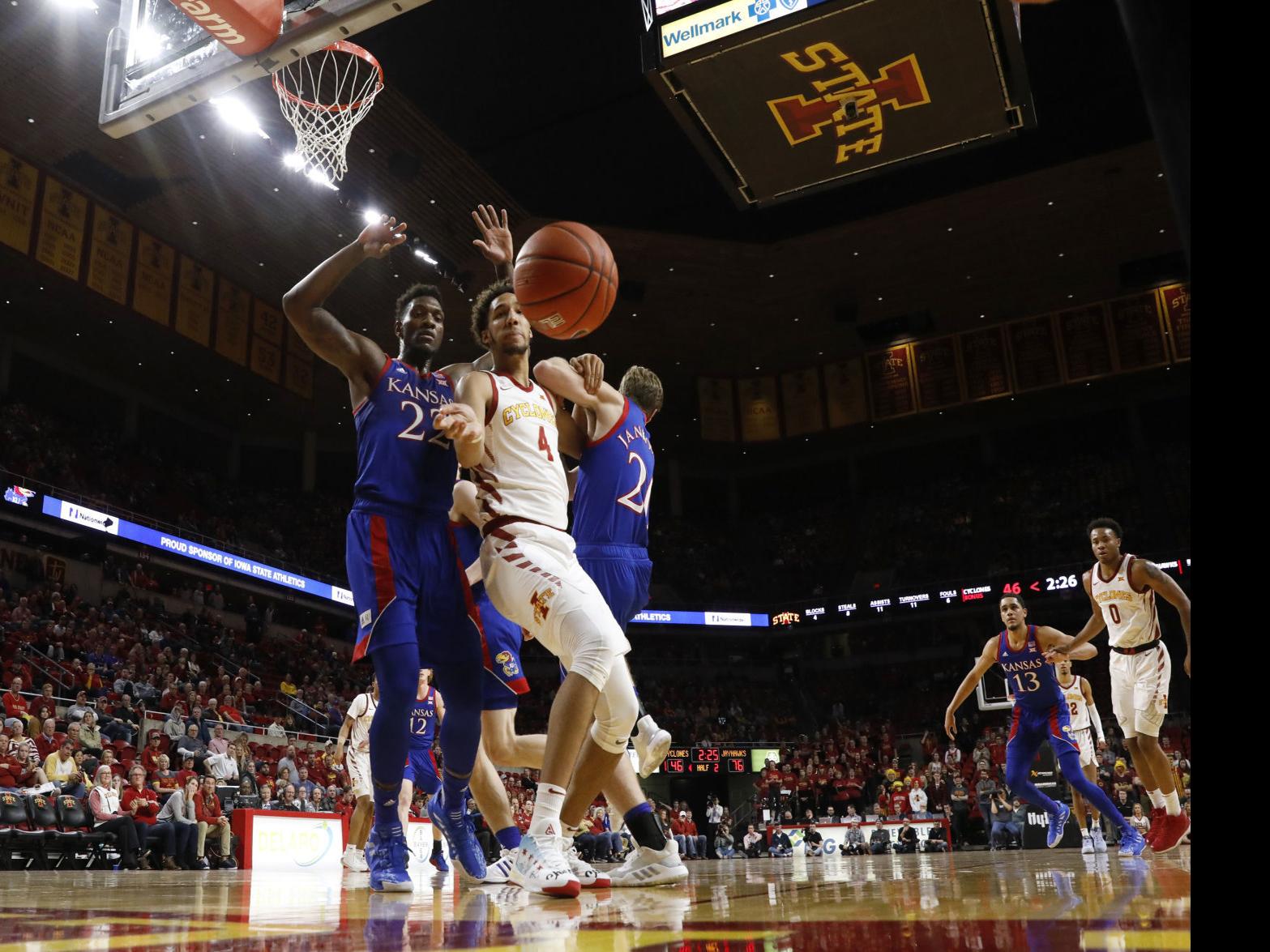 Dotson Scores 20 Points No 3 Kansas Routs Iowa State