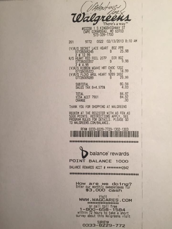 walgreens receipts