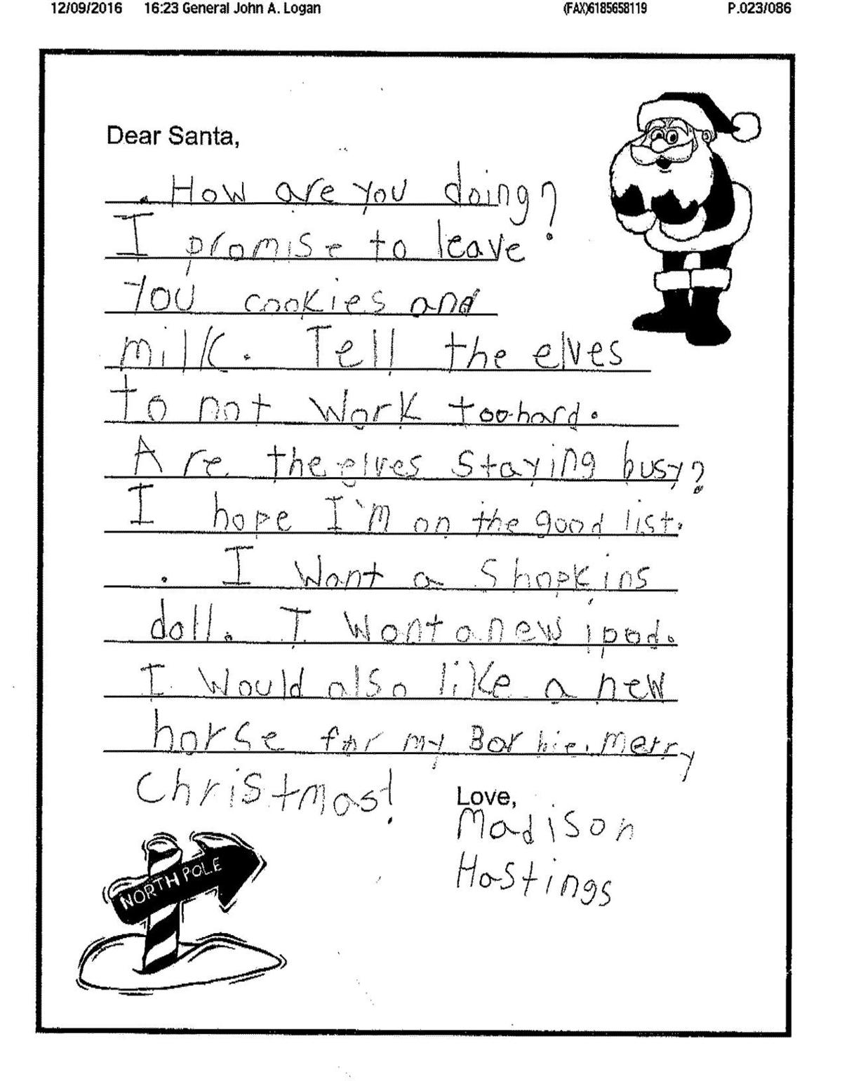 Letters to Santa from Southern Illinois children Entertainment