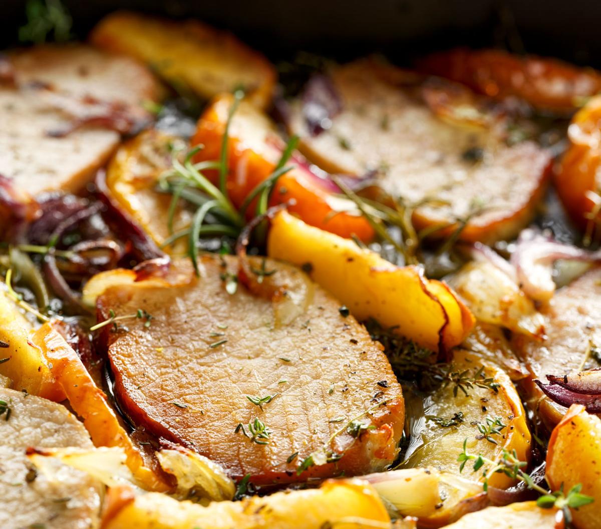 Pork Chops and Apple Sheet Pan Dinner