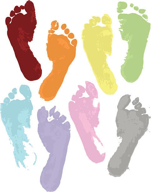 Colored footprints births