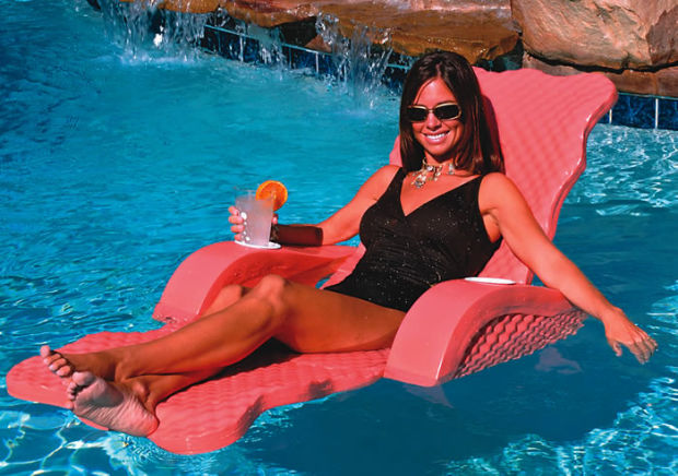 lounging in the pool