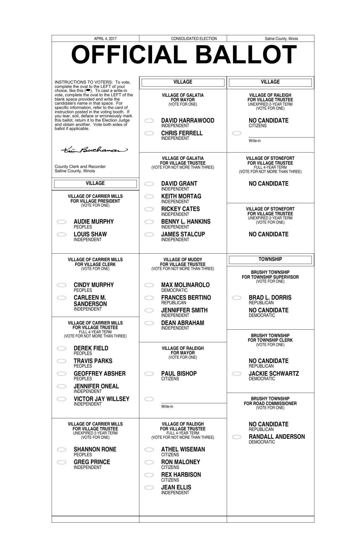 printable ballot sample Sample County   Saline thesouthern.com  Ballot