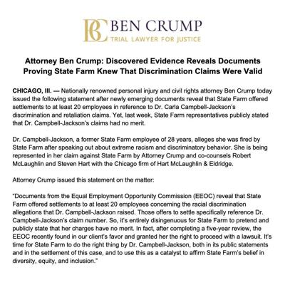 Attorney Ben Crump's statement on State Farm