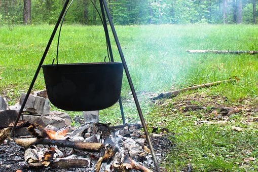 cooking pan over the fire