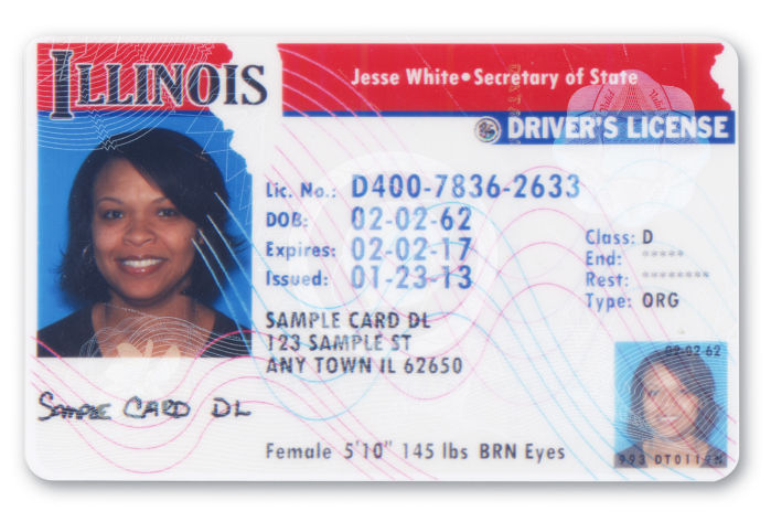 drivers license font illinois