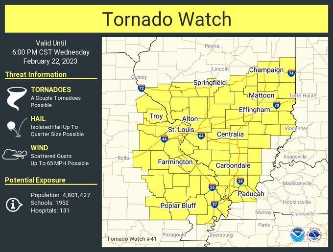 Weather Advisory | National Weather Service issues tornado watch for ...
